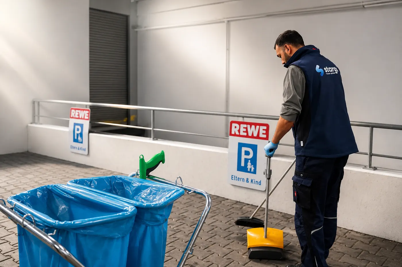 Gepflegte Tiefgarage nach professioneller Reinigung